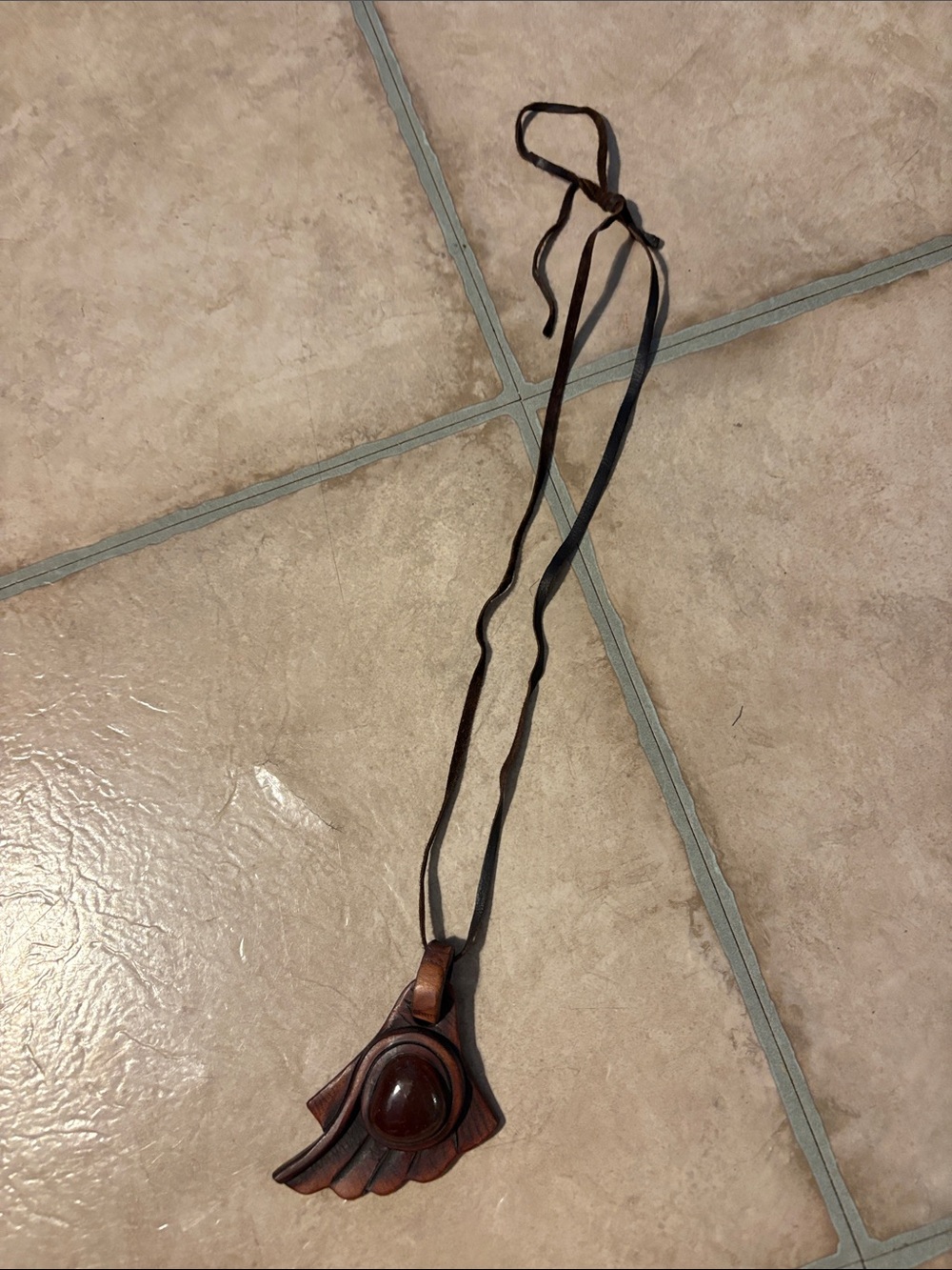 Boho Brown Leather Pendant Necklace - Women Accessories